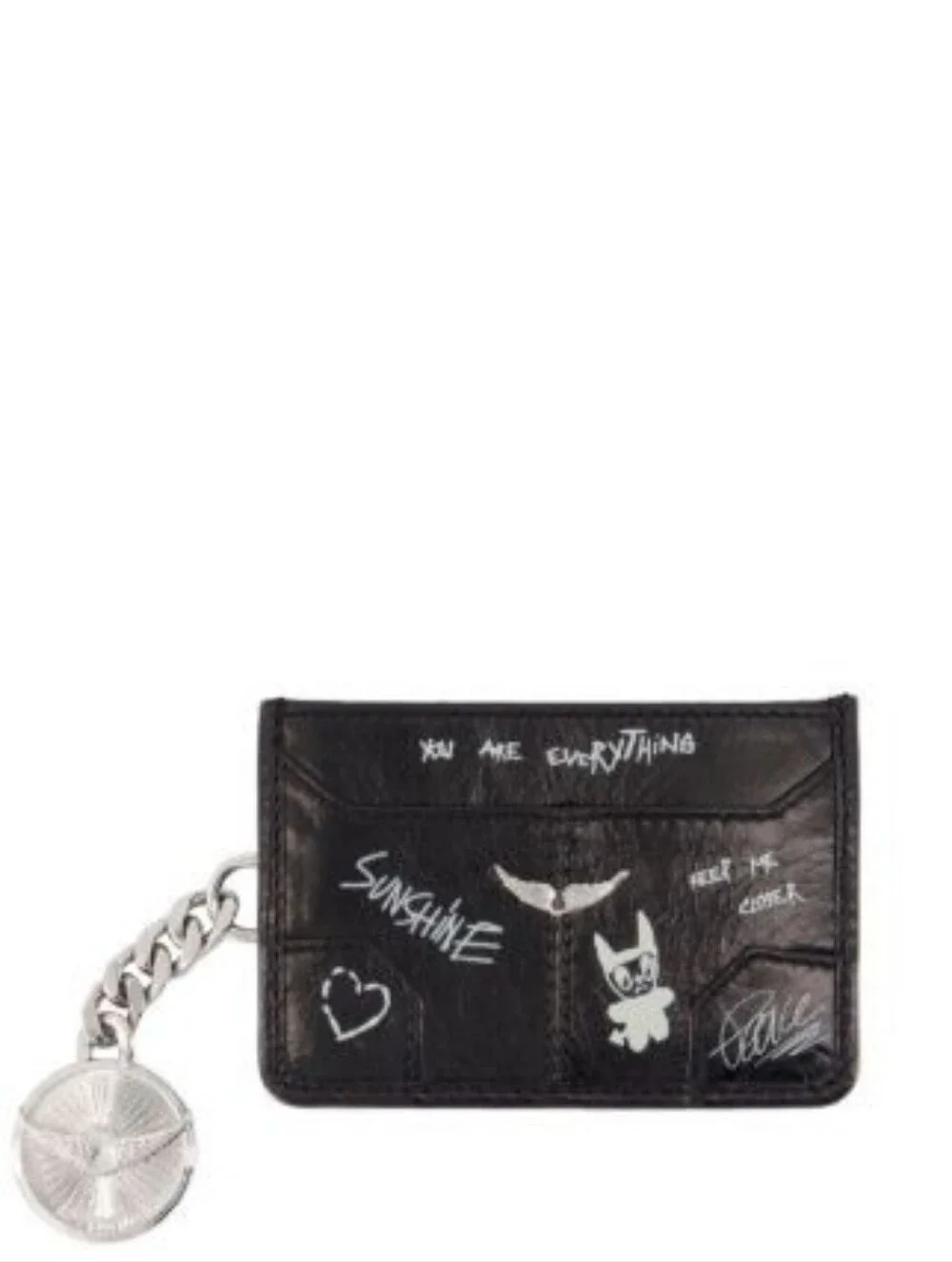 ZADIG & VOLTAIRE Black Graphic Leather Card Holder with Keychain